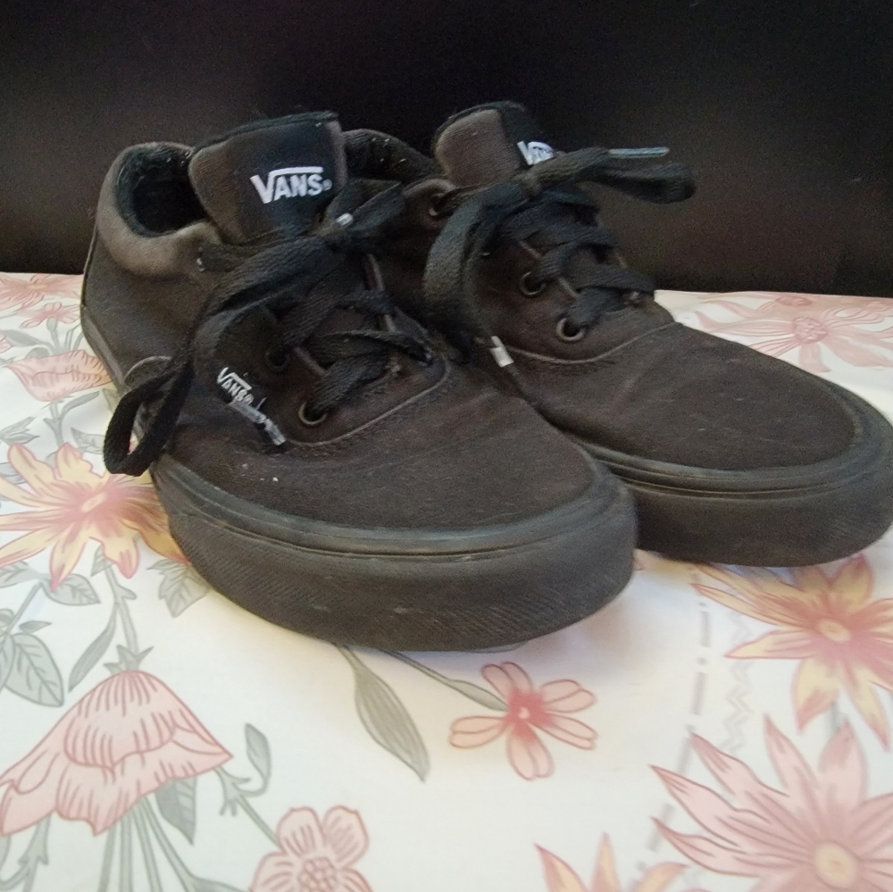 Lightly worn black vans.